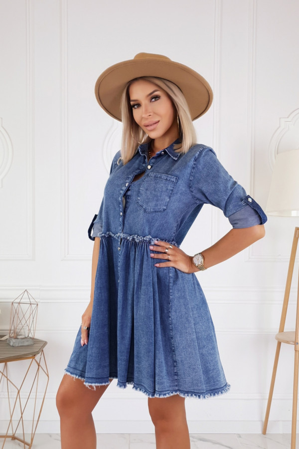 SUKIENKA JEANSOWA Z POSZARPANYM DOŁEM MARMURKOWY DENIM 5