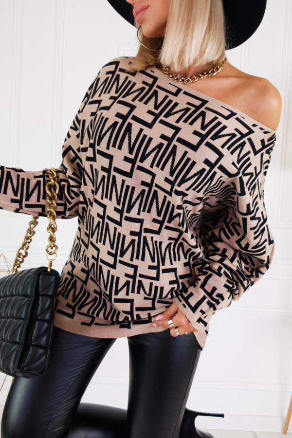 SWETER OVERSIZE WE WZORY CAMELOWY 1